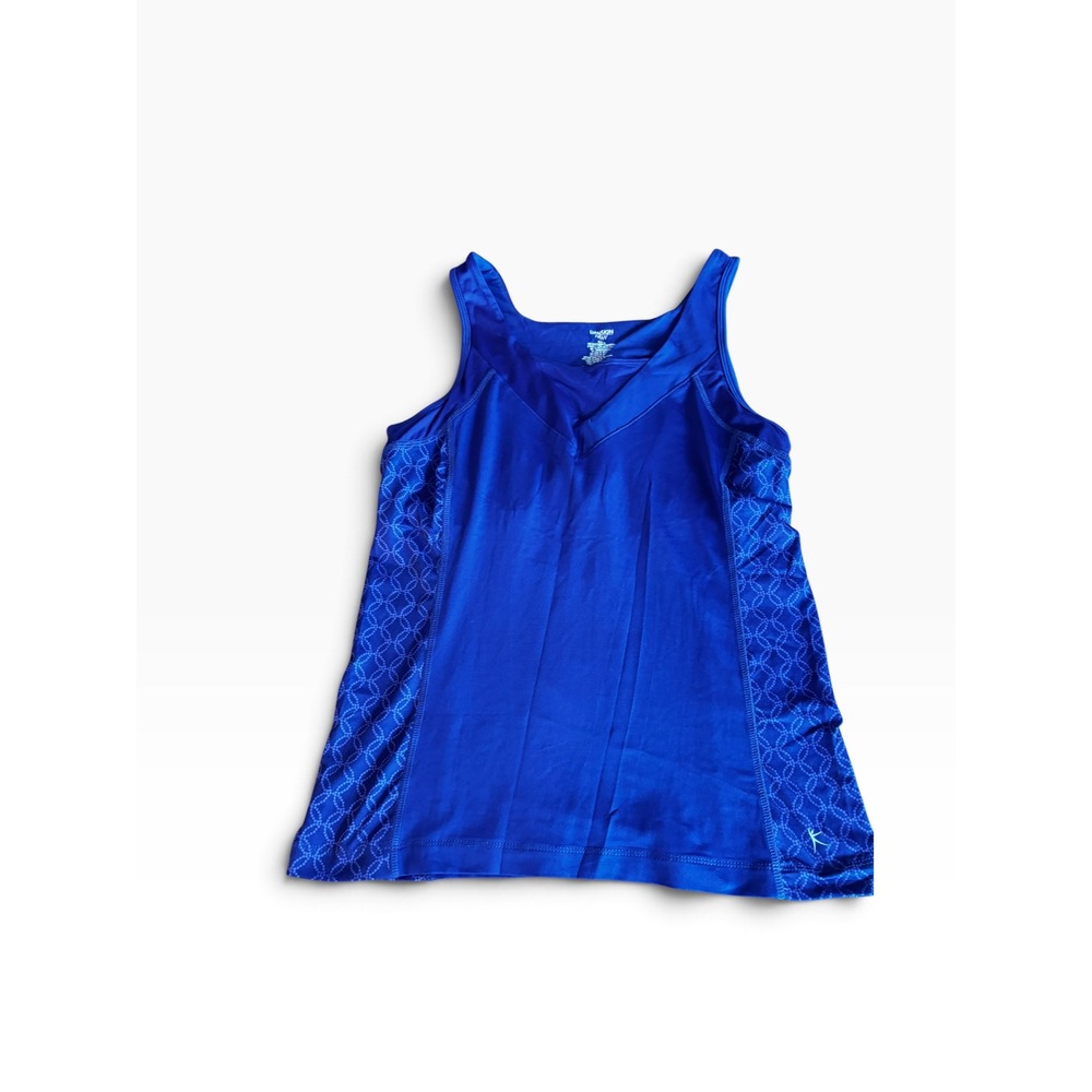 Danskin Now Athletic Tank Top Medium Blue V-Neck Dri-More Activewear